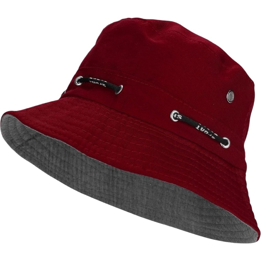 Unisex Sporty Burgundy and Gray Bucket Hat